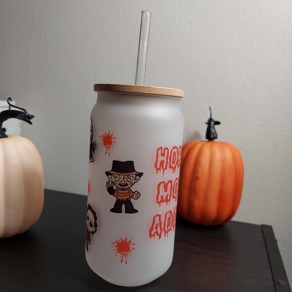 Horror Movie Addict frosted glass cup - Picture 2 of 4